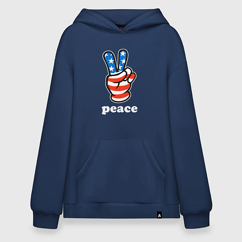 Худи оверсайз USA peace / Тёмно-синий – фото 1