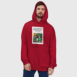 Толстовка-худи оверсайз Мопс джентельмен: чтобы стать царем зверей надо бы, цвет: красный — фото 2
