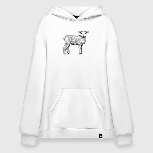Худи оверсайз Ягненок в профиль / Белый – фото 1