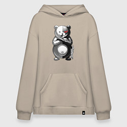 Толстовка-худи оверсайз Монокума - Danganronpa, цвет: миндальный