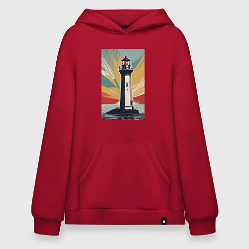 Худи оверсайз Одинокий маяк / Красный – фото 1