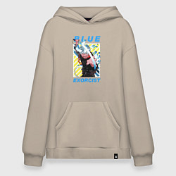 Толстовка-худи оверсайз Рин - Синий экзорцист, цвет: миндальный