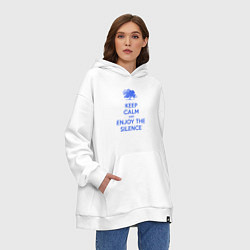 Толстовка-худи оверсайз Keep calm and enjoy the silence, цвет: белый — фото 2