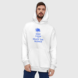 Толстовка-худи оверсайз Keep calm and enjoy the silence, цвет: белый — фото 2