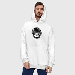 Толстовка-худи оверсайз Music gorilla, цвет: белый — фото 2