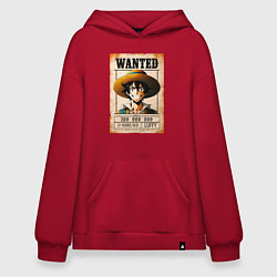 Толстовка-худи оверсайз One Piece - Wanted, цвет: красный