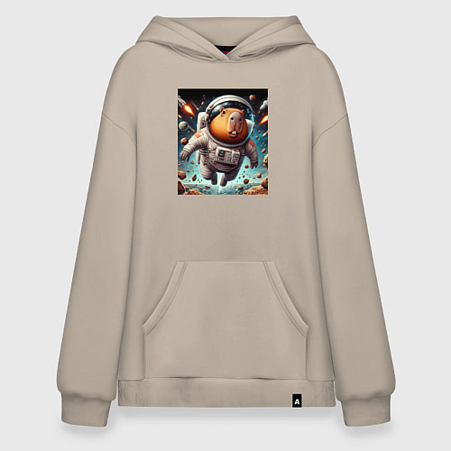 Худи оверсайз Capybara is a brave cosmonaut / Миндальный – фото 1