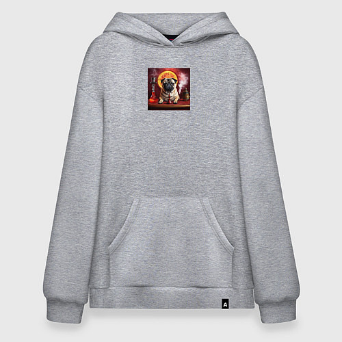 Худи оверсайз Мопс и кальян / Меланж – фото 1