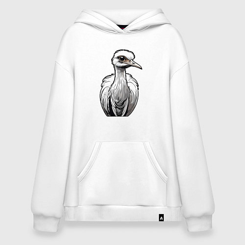 Худи оверсайз Страус рисованый / Белый – фото 1