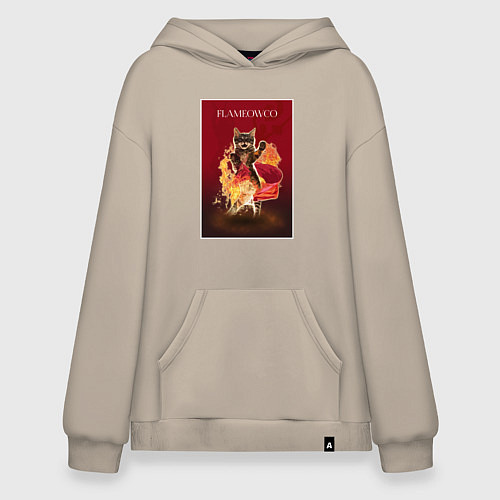 Худи оверсайз Фламяуко: танцующая кошка / Миндальный – фото 1