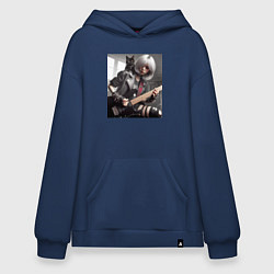 Худи оверсайз Девчонка рок гитарист с чёрным котом