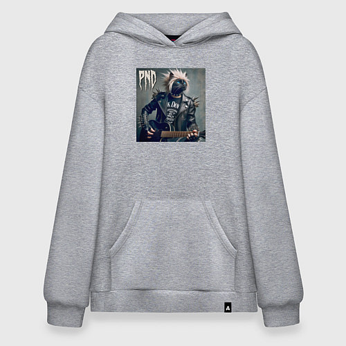 Худи оверсайз Cool cat - punks not dead / Меланж – фото 1