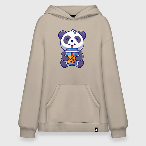 Худи оверсайз Drinking panda / Миндальный – фото 1