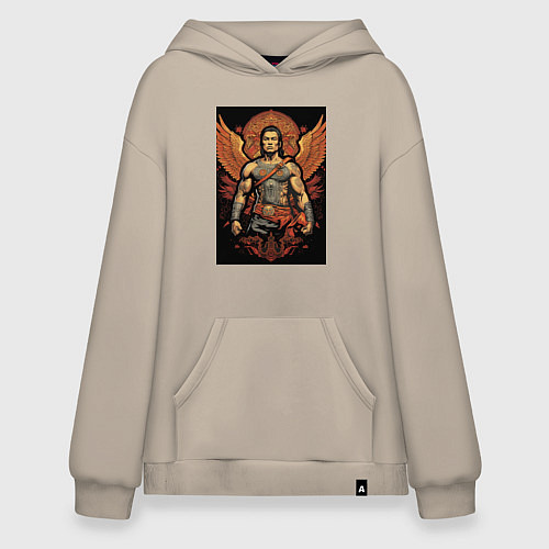 Худи оверсайз Боец и крылья / Миндальный – фото 1