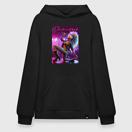 Худи оверсайз Барби поёт панк-рок / Черный – фото 1