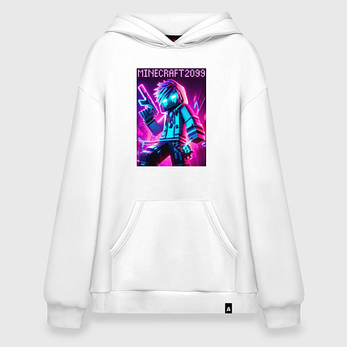 Худи оверсайз Neon Minecraft - ai art / Белый – фото 1