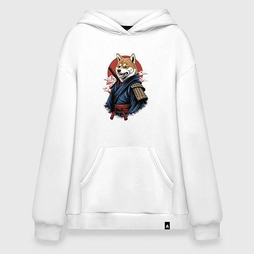 Худи оверсайз Собака Сиба-ину самурай / Белый – фото 1