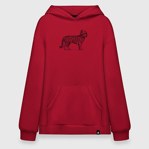 Худи оверсайз Тигр новогодний / Красный – фото 1