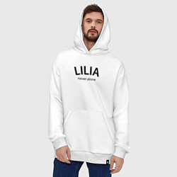 Толстовка-худи оверсайз Lilia never alone - motto, цвет: белый — фото 2