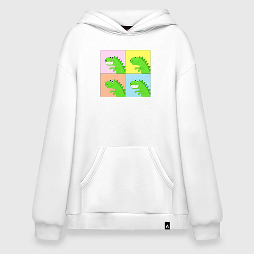 Худи оверсайз Дракончики в стиле поп-арт комикса / Белый – фото 1