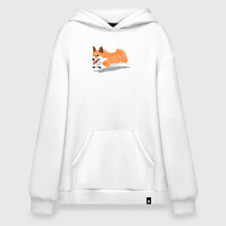 Толстовка-худи оверсайз Бегущий корги, цвет: белый