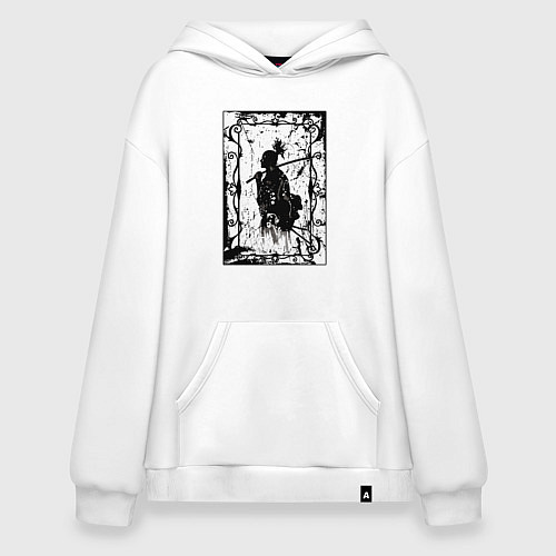 Худи оверсайз Воин с катаной / Белый – фото 1