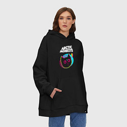 Толстовка-худи оверсайз Arctic Monkeys rock star cat, цвет: черный — фото 2