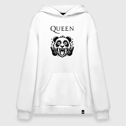 Худи оверсайз Queen - rock panda / Белый – фото 1