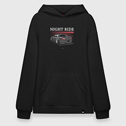 Толстовка-худи оверсайз Nissan skyline night ride, цвет: черный