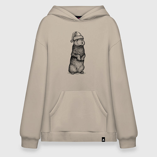 Худи оверсайз Заяц Новый год / Миндальный – фото 1