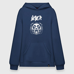 Толстовка-худи оверсайз Slayer rock panda, цвет: тёмно-синий
