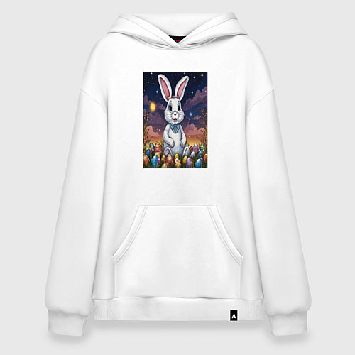 Худи оверсайз Ночной кролик / Белый – фото 1