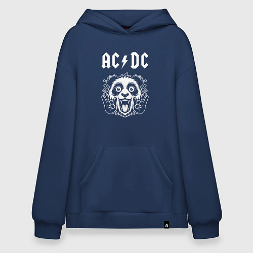 Худи оверсайз AC DC rock panda / Тёмно-синий – фото 1
