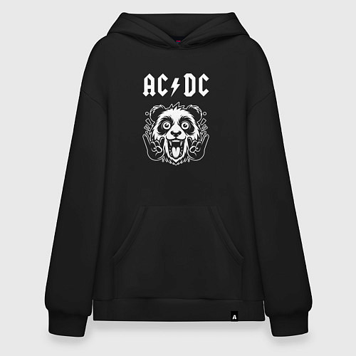 Худи оверсайз AC DC rock panda / Черный – фото 1