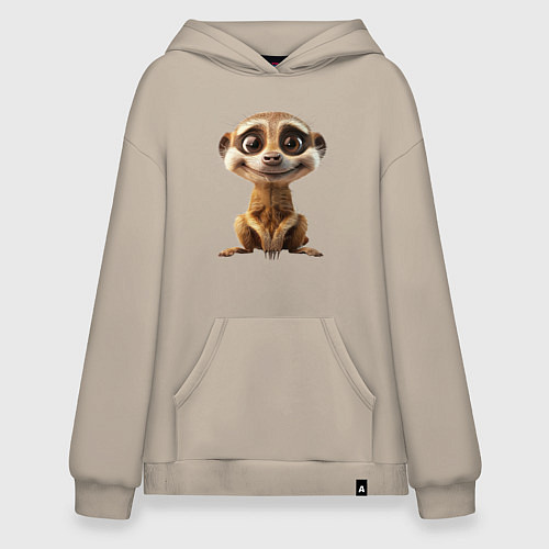 Худи оверсайз Сурикат в стойке / Миндальный – фото 1