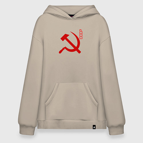 Худи оверсайз СССР серп и молот red / Миндальный – фото 1