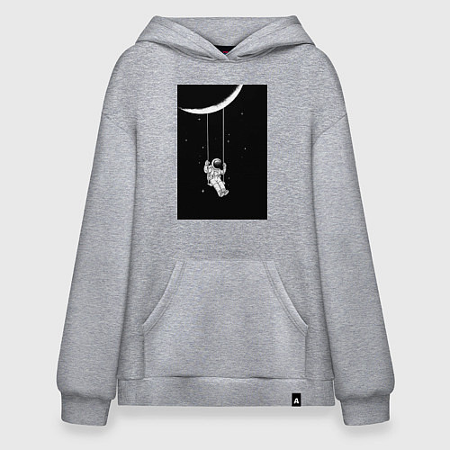 Худи оверсайз Космонавт на качелях планета / Меланж – фото 1