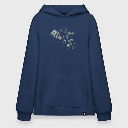 Худи оверсайз Я люблю деньги / Тёмно-синий – фото 1