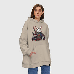 Толстовка-худи оверсайз Самурай Кроль, цвет: миндальный — фото 2