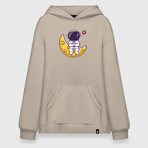 Худи оверсайз Луна и астронавт / Миндальный – фото 1