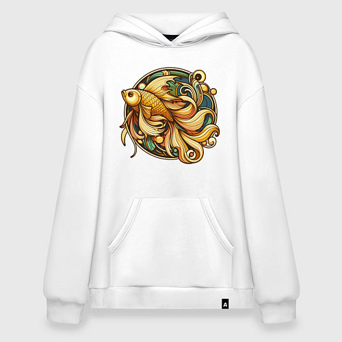 Худи оверсайз Золотая рыбка исполняет желания / Белый – фото 1