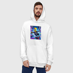 Толстовка-худи оверсайз Барт Симпсон на скейтборде - нейросеть, цвет: белый — фото 2