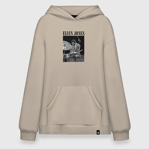 Худи оверсайз Elvin Jones great jazz drummer / Миндальный – фото 1