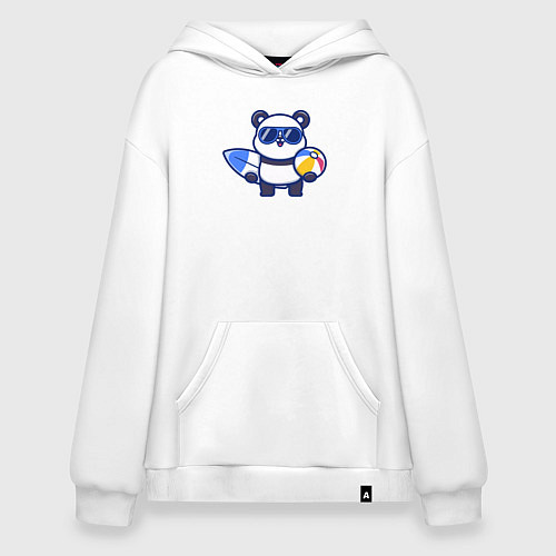 Худи оверсайз Панда на море / Белый – фото 1