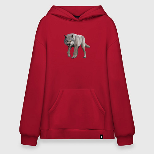 Худи оверсайз Волк глядит / Красный – фото 1