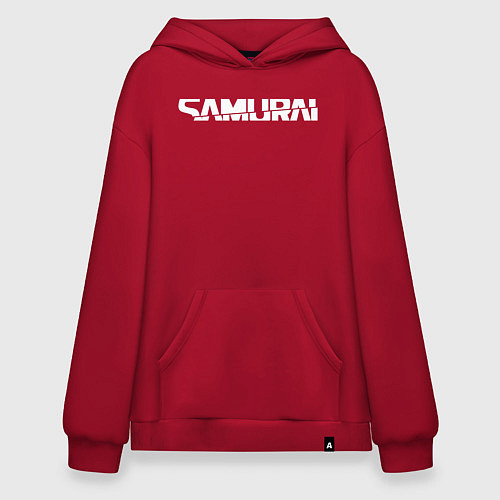 Худи оверсайз Киберпанк - белая надпись Samurai / Красный – фото 1
