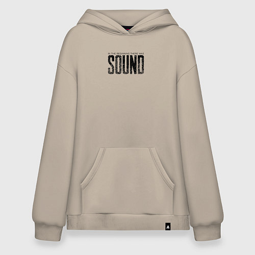 Худи оверсайз В начале был звук / Миндальный – фото 1