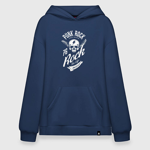 Худи оверсайз Старая панк рок школа / Тёмно-синий – фото 1