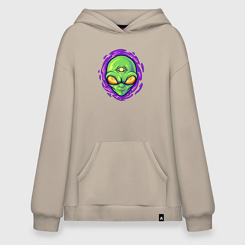 Худи оверсайз Трёхглазый пришелец / Миндальный – фото 1