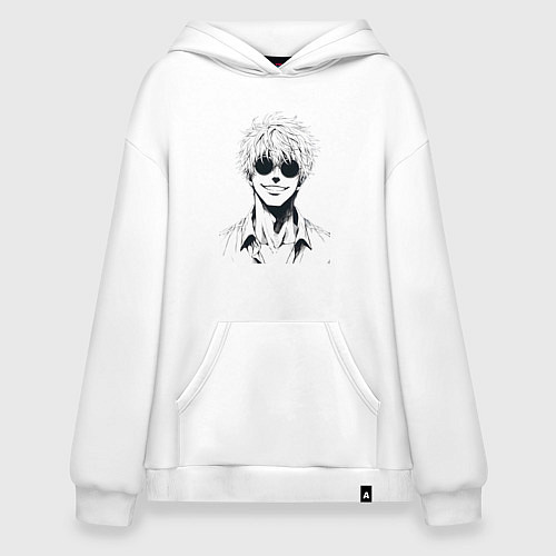 Худи оверсайз Магическая битва Сатору Годзё в очках / Белый – фото 1